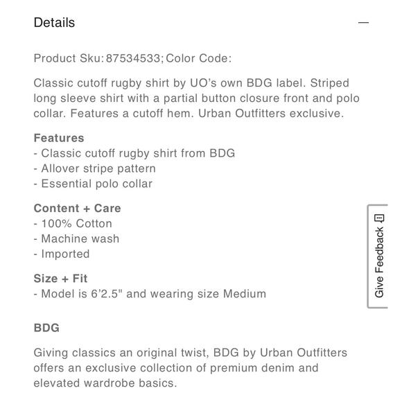 Urban Outfitters BDG Classic Cutoff Rugby Shirt Wide Stripe Orange Mens Large - Picture 6 of 11